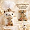 Feather Rhinestone Sheep Goat Keychain Soft Lamb Bag Charm Gift Mascot Pendant  Spring Festival