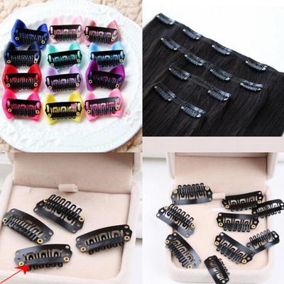 50 Stücke 28Mm Schwarz U Form Snap Metall Clips Für Haar Extensions Schuss Clip-On Perücke