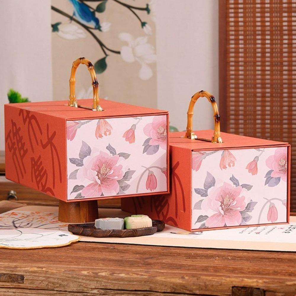 Chinese Style Moon Cake Box Luxury Portable Mooncake Box Bakery Packaging