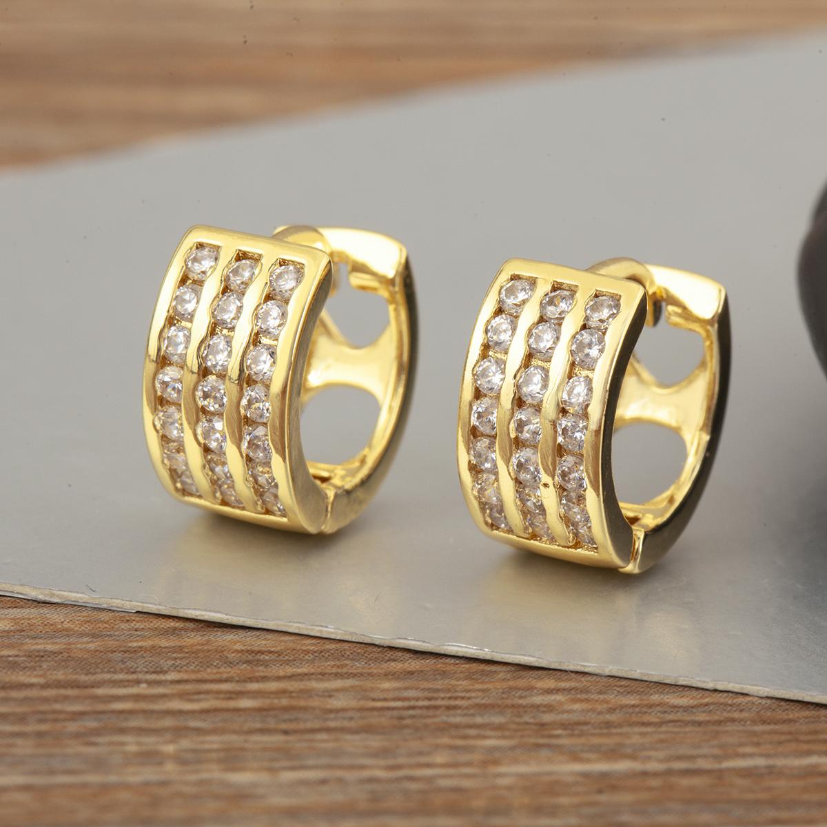 

Nidin New Trendy Water-drop Hollow Design Sparkling Zircon Circle Hoop Earrings For Women Female Bridal Wedding Ear Jewelry Gift
