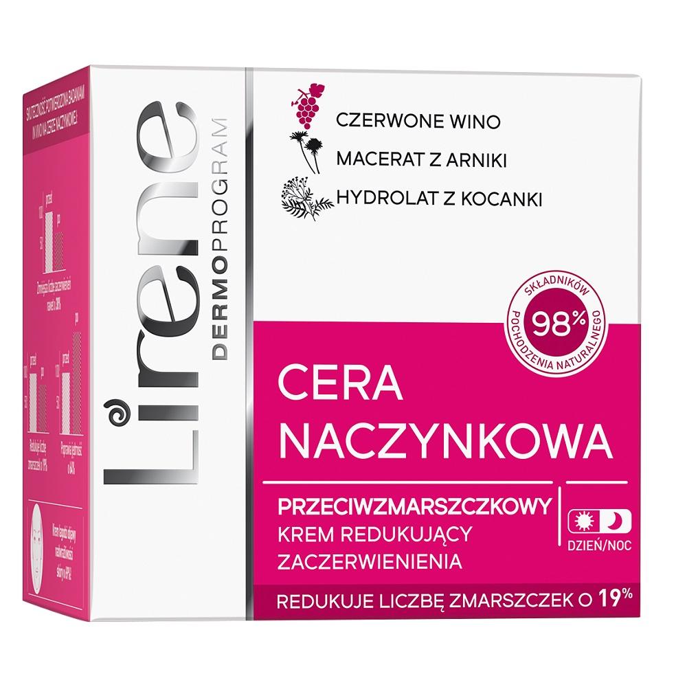 Lirene Crème Peaux Sensibles Double Action 50 ml - Anti-Rides et Soulagement des Rougeurs, Formule Jour et Nuit