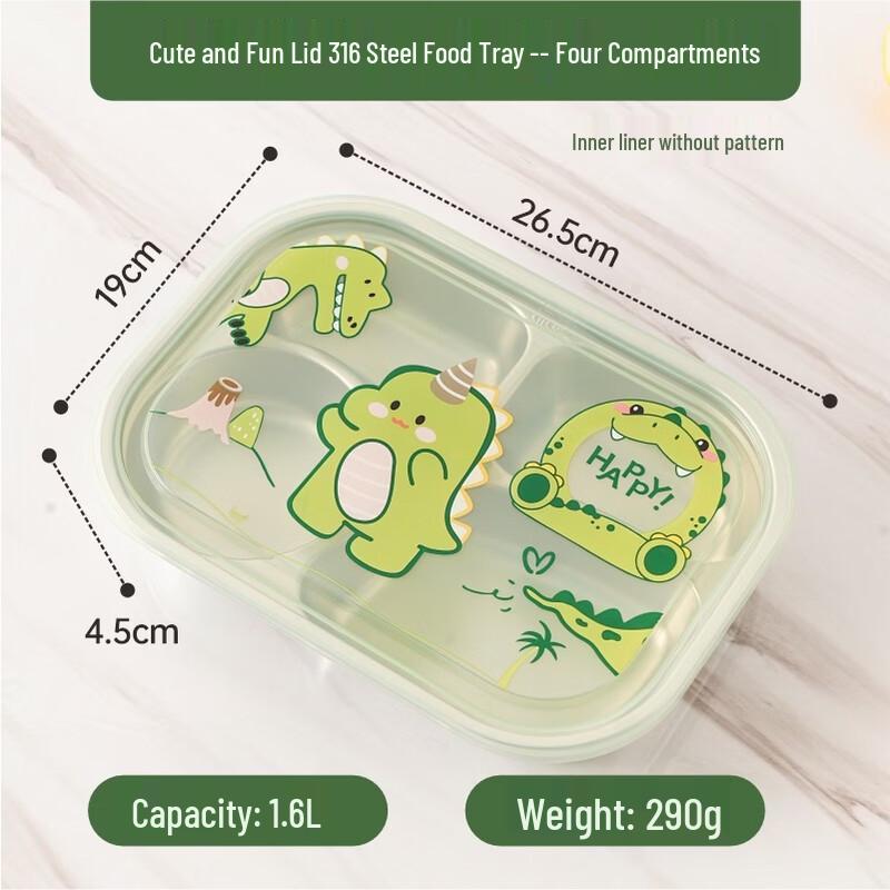Ru Han 316 Stainless Steel Divided Lunch Plate with Lid