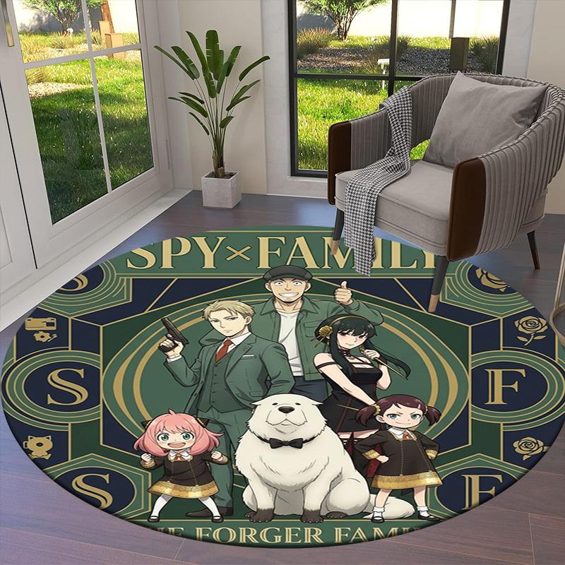 Spy Family Round Area Rug Carpet Rug For Living Room Bedroom Sofa Playroom Decor Nonslip Floor Mat