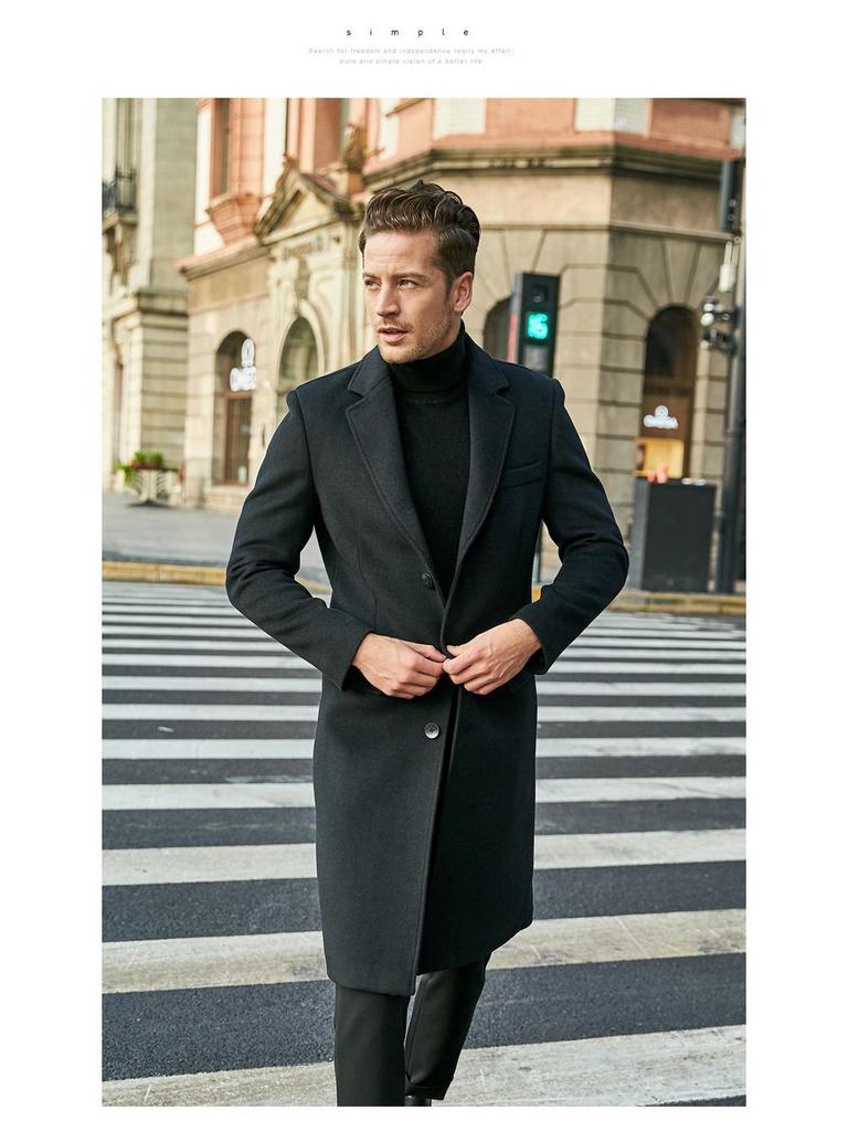 Herren Wollübermantel im britischen Stil mit langen Ärmeln - Herbst-/Winter-Trend