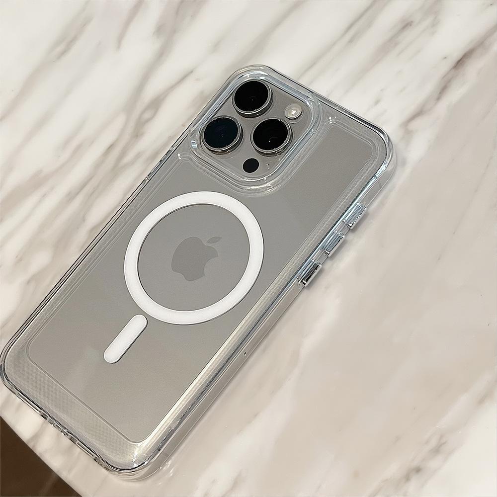Transparent magnetic phone case suitable for Apple phones