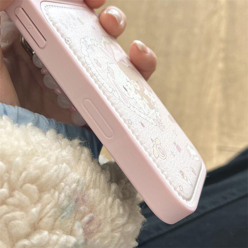 Korean Plaid Heart Bunny iPhone Case for 17/16ProMax/15/14 Girly Style