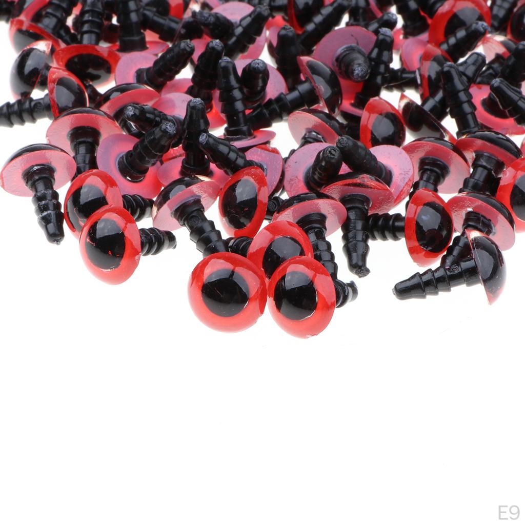 100 Pieces 8-14mm Safety Eyes With Washers For Teddy Bear Animal Dolls Making