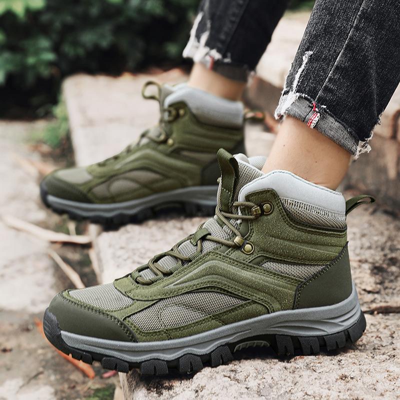 New Men'S High Top Hiking Boots Breathable Sneakers Durable Non-Slip Mountain Climbing Shoes Outdoor Trekking Hunting Boots