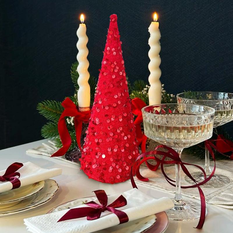 1PC Mini Glitter Tree Props Christmas Tree Ornaments Chirstmas Conical Party Sequins Home Decor