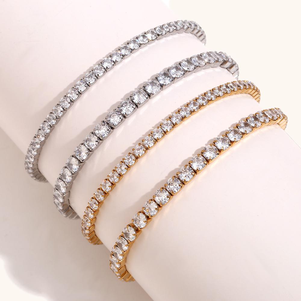 La.Muses Elastic Cubic Zirconia Stainless steel Woman's Bracelet Fashion Luxurious Zircon Party Accessories