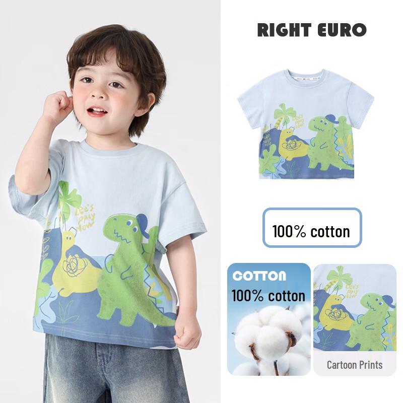 RightEuro Boy s Dinosaur Pure Cotton Short Sleeve T-Shirt 120