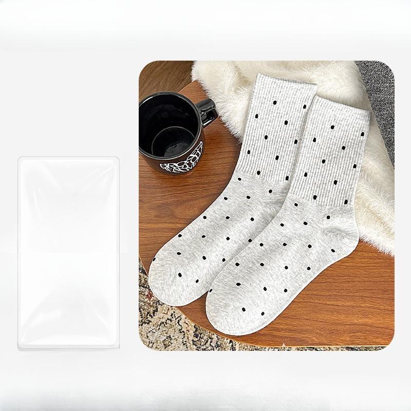 

Women s Autumn New Pure Cotton Polka Dot Deodorizing Comfortable Tube Pile Socks 1 pair світло-сірий колір