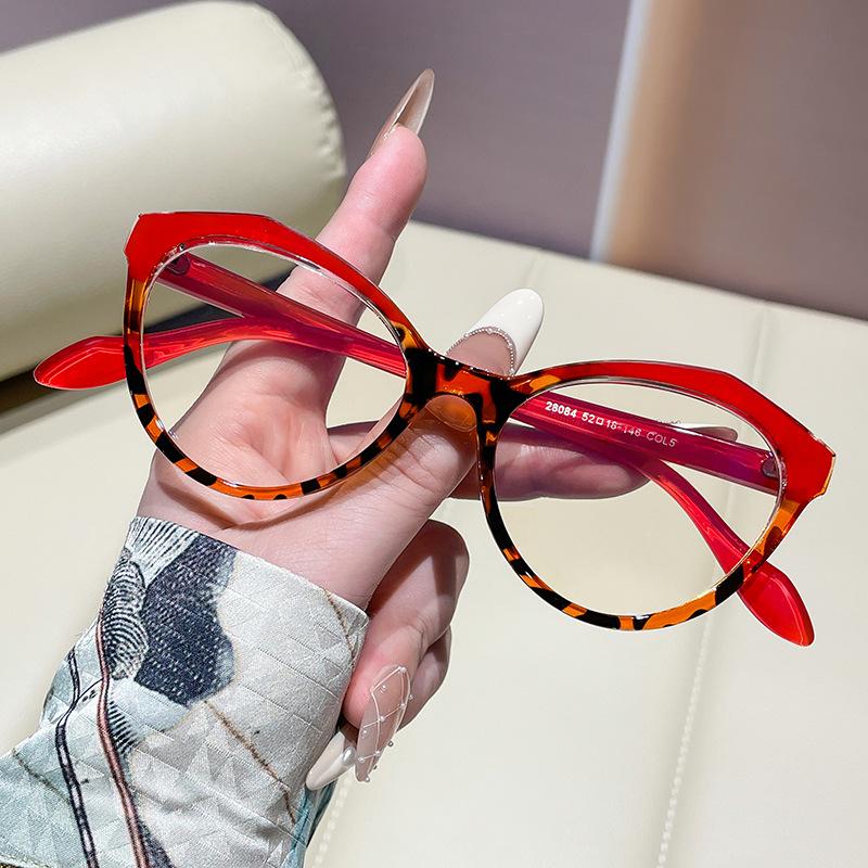 Color matching cat eye flat mirror new anti-blue light retro fashionable contrasting glasses frame can be equipped with myopia glasses frame