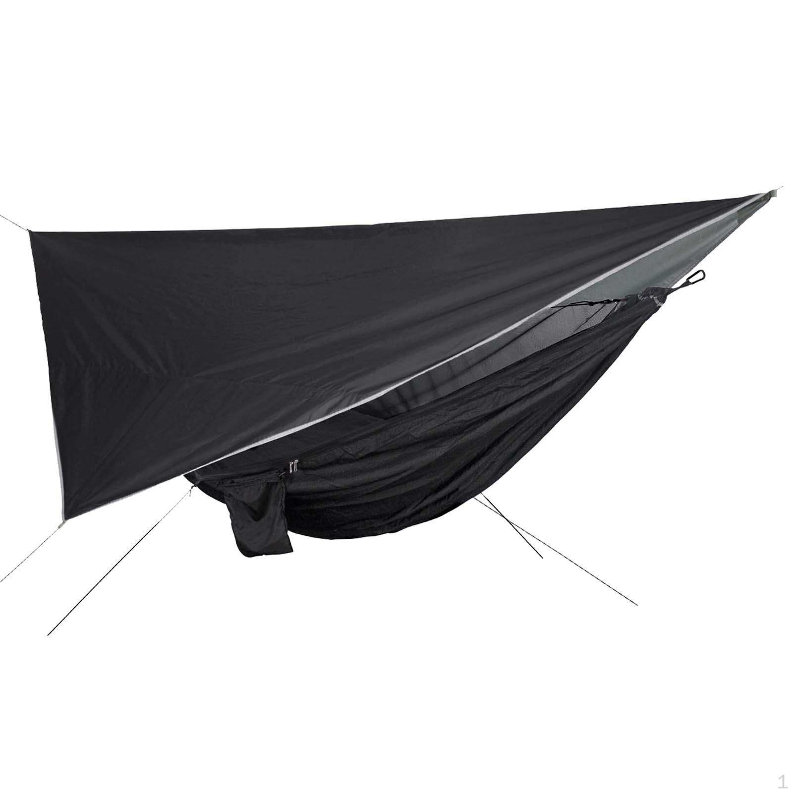 

Навес для кемпинга-гамака с сетчатой ​​палаткой, большой нейлоновый тент от дождя для пикника на открытом воздухе black and black