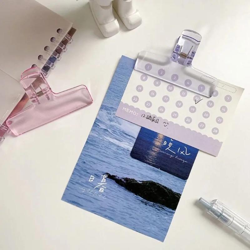 1Pcs Ins Transparent Binder Clips Kawaii Paperclips File Documents Tickets Clips Bookmarks Index Page Holder Office Binding Supplies