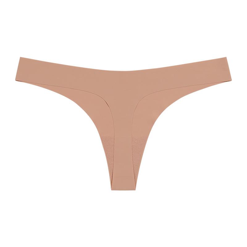 Large size European and American sexy thong women's t-pants one-piece seamless ice silk sexy fitness sports underwear