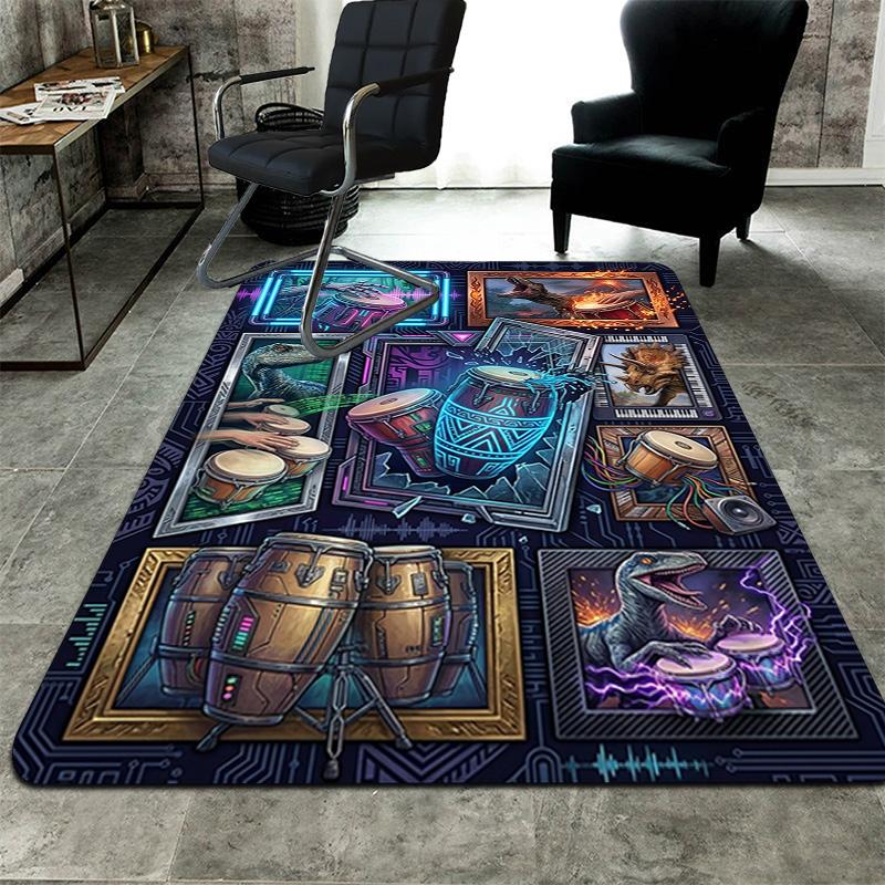 Dinosaur Symphony Pattern Rug Floor Mat for Living Room or Bedroom Soft and Comfortable Carpet a Gift for Birthday and Holiday.