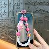 Creative flocking modified doll cloth double line bead phone chain keychain cute bag car pendant