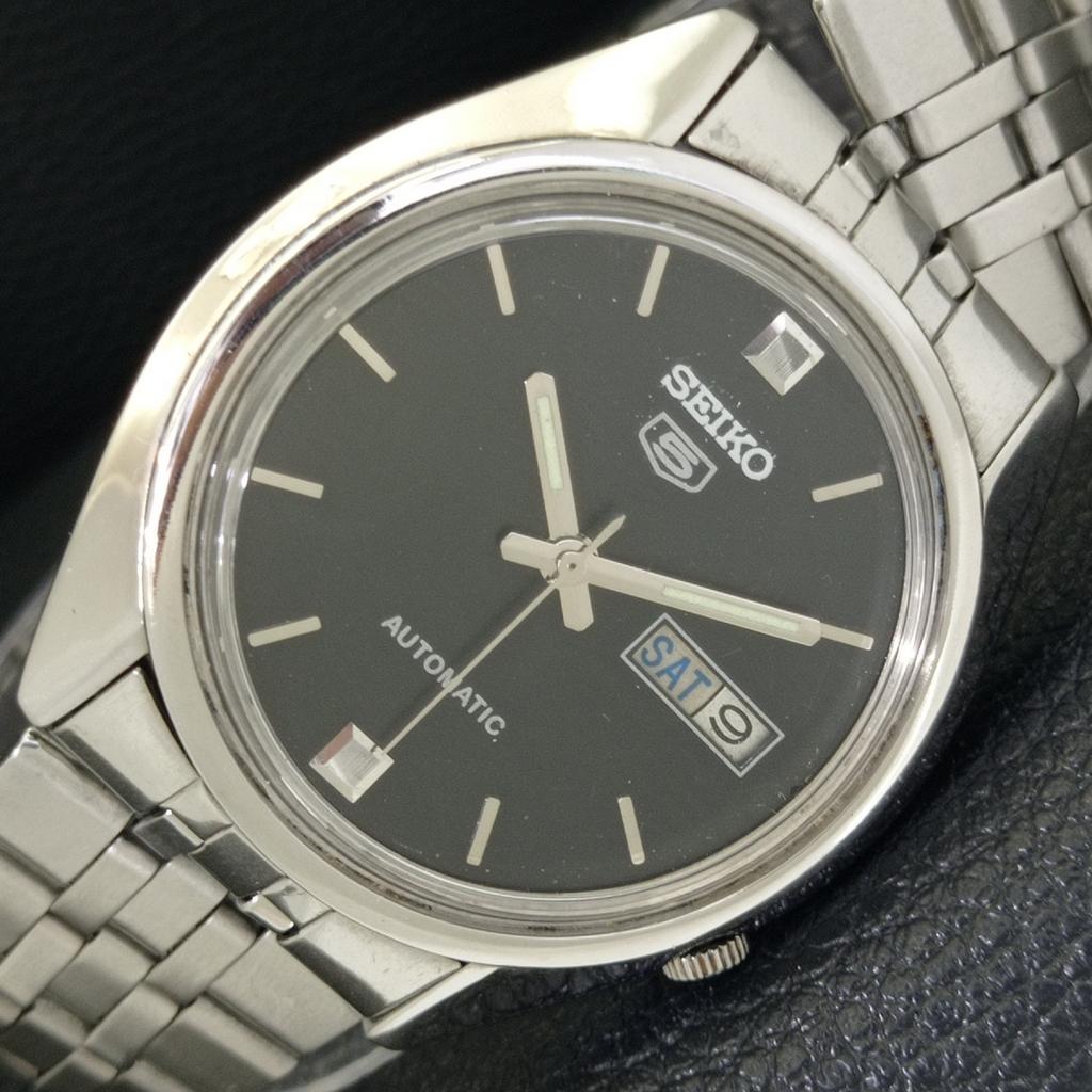 GENUINE VINTAGE SEIKO 5 AUTOMATIC JAPAN 7009A MENS BLACK DIAL WATCH A702430-5 R124-a702430