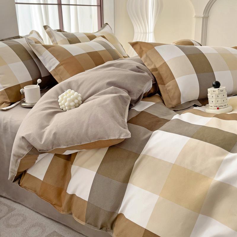 Plaid Striped Bed Sheet Quilt Cover Twill Thickened Quilt Cover Bedding Quilt Cover Three-piece Bed Sheet Set