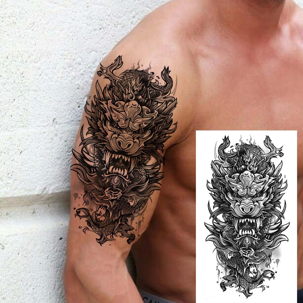 1 Sheet Dragon Temporary Tattoos For Men Women Water Transfer Tattoo Sticker Self Adhesive High Quality Fake Tatoo Arm Forearm