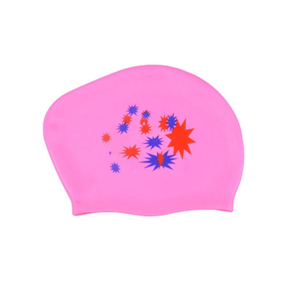 

Silica Gel Long Hair Swimming Cap Star Pattern Swim Gear New Silicone Swimming Cap Adult розовый