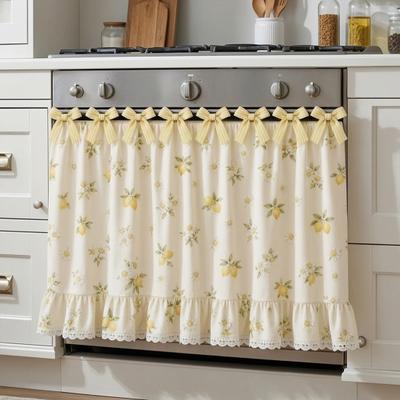 Ofenrock mit 7 Bandbindern Pilzblumenkürbis-Muster Bauernhausküche Dekorative Schrank-Spülmaschinen-Geräte-Ofenvorhang