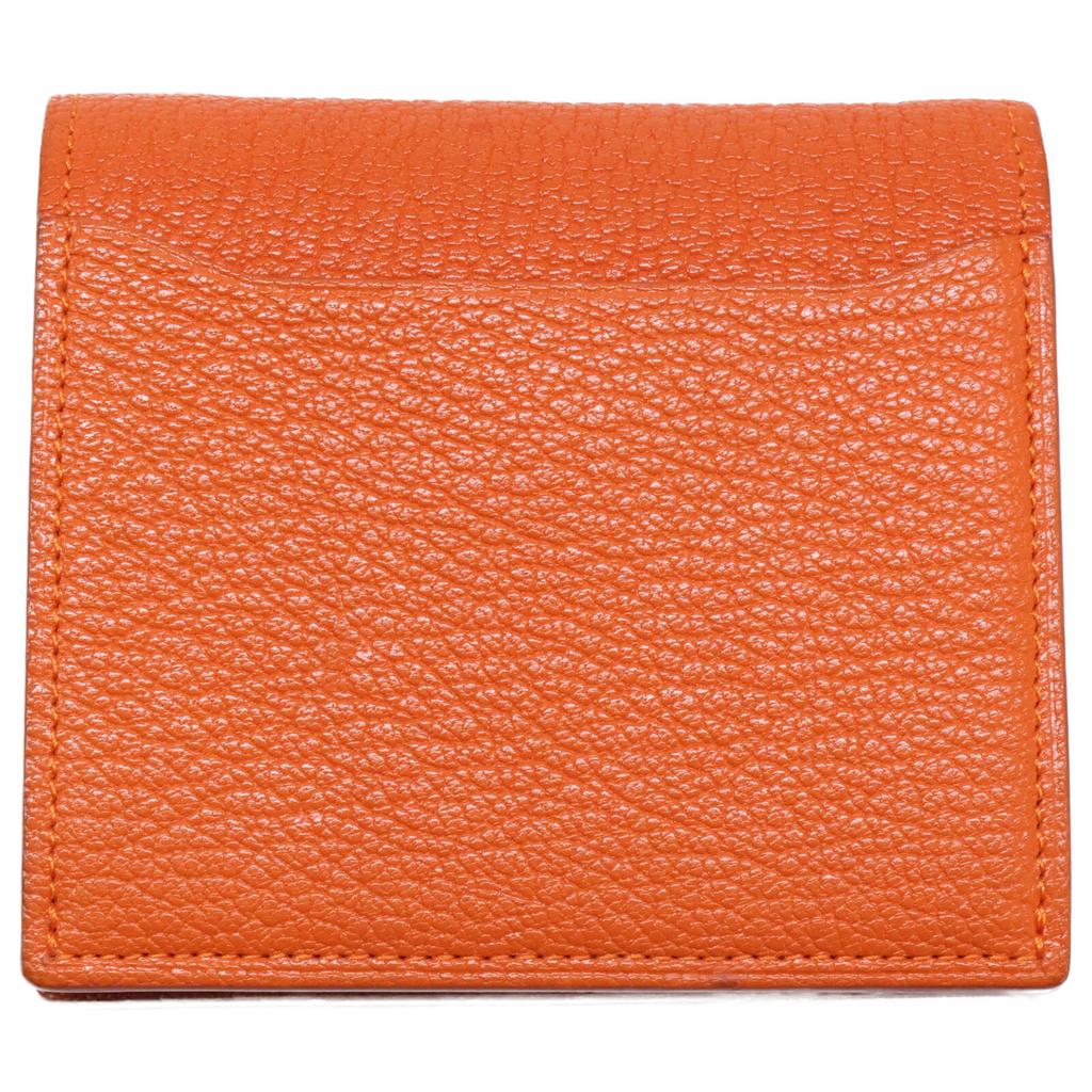 FUJITAKA [Excellent Condition] 677604 Chevre Full Leather Bifold Wallet Bifold Wallet with Coin Pocket OrangeUsed