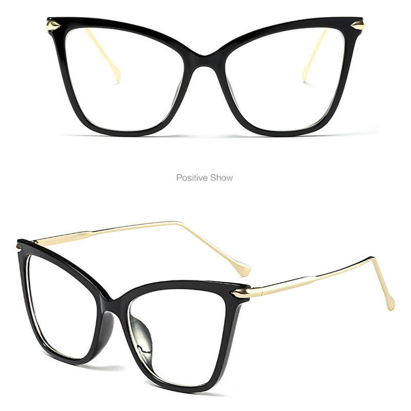 Buy Fashion Women Cat Eye Clear Lens Glasses Luxury Metal