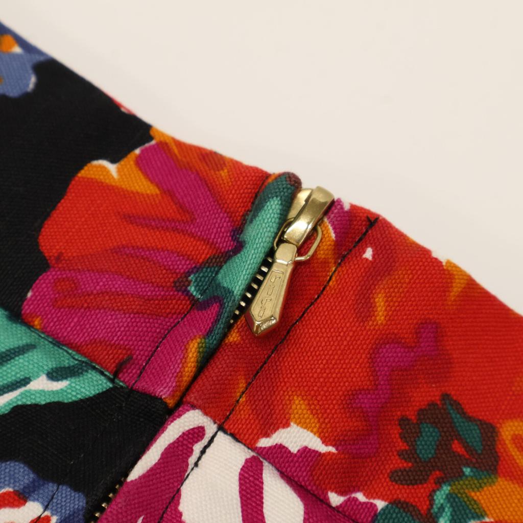 BLAMINK [Excellent Condition] 7924-299-0037 Floral Linen Blend Midi Length Semi-Tight Skirt 36 Black / multicolorUsed