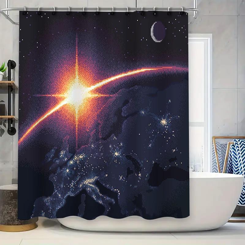

Galaxy Shower Curtain Space Universe Nebula Starry Sky Home Decor Bathroom Fabric Waterproof Wall Art W60H190(CM)-1 Pcs