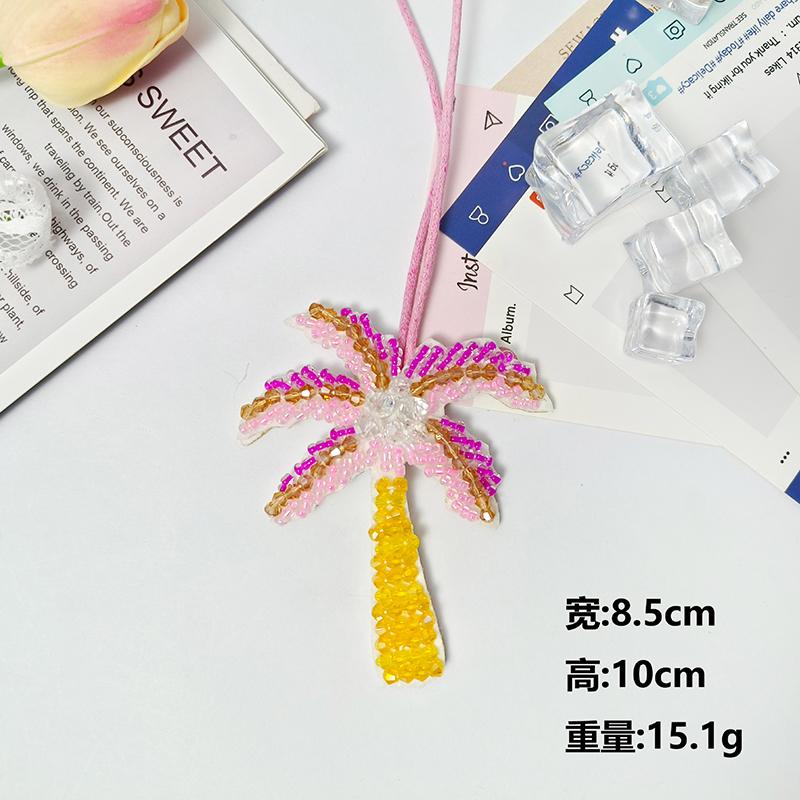 DIY Felt Patch Brooch Pearls Tassels Handmade Rhinestone Beaded Coconut Tree Crystal Bag Lanyard Patch Beading Applique Patch