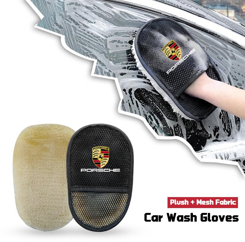 1ks Mycí rukavice z ovčí vlny Sametové zesílené s kašmírovou vlnou Utěrka na auto Rukavice pro Porsche Cayenne Panamera Macan 911 718 Taycan