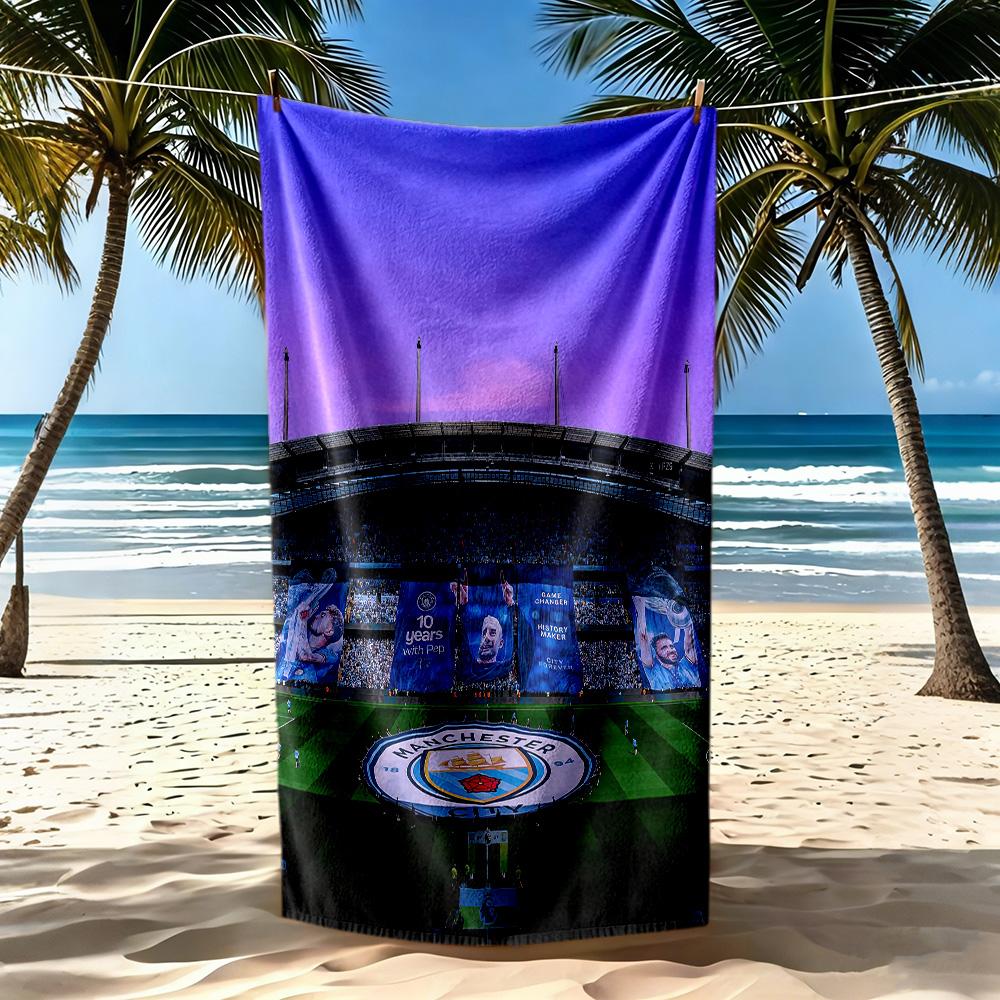 Manchester City Beach Towel Super Soft Microfiber Quickdry Fabric Comfortable Lightweight