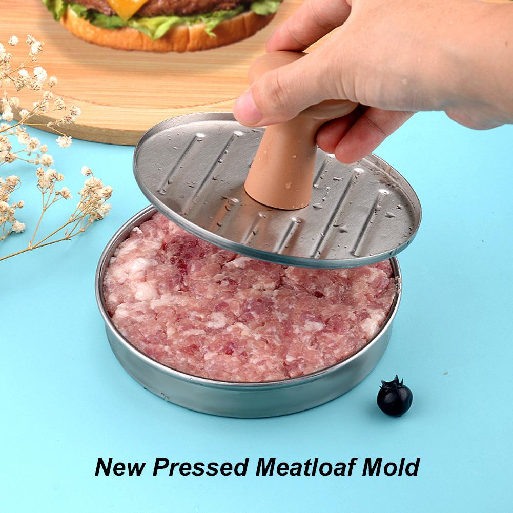 Round Burger Press Non-Stick Hamburger Meat Press Stainless Steel Meat Beef Veggie Burger Mold with Handle Kitchen Accessories