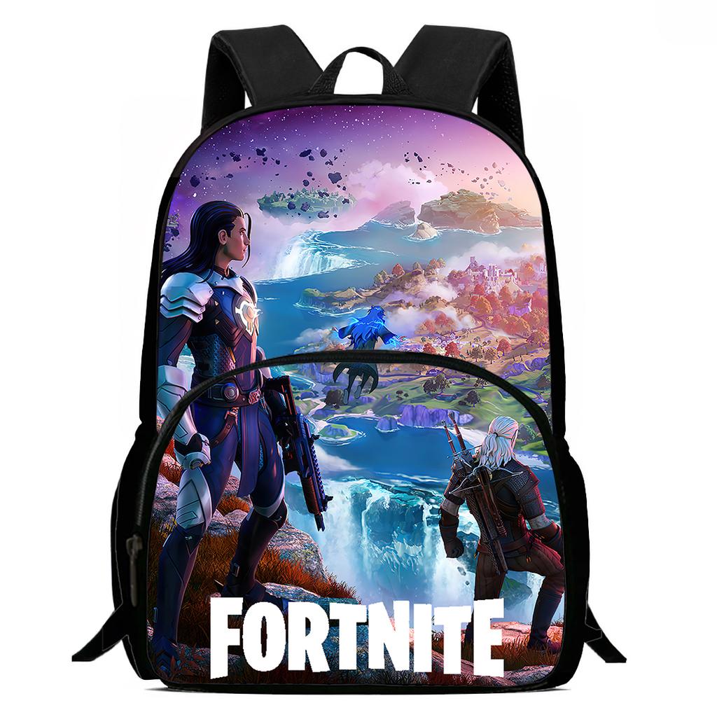 15-Inch Fortnite Cartoon Backpack with Front Pocket, Ergonomic Spine Protection Design & Padded Back Panel for Kids