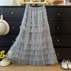 Elegant French Ruffled Multi-layered A-line Fluffy High-waisted Pleated Skirt for Women - Autumn 2025 Collection