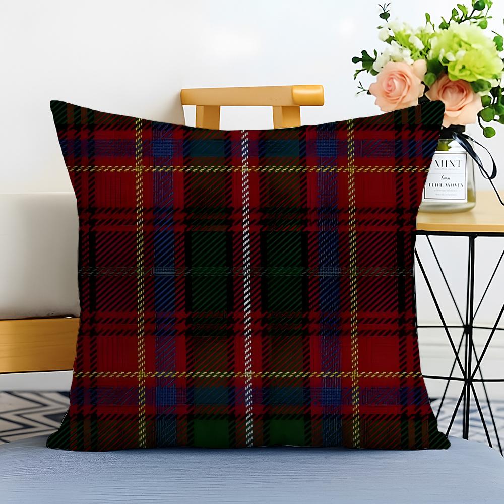 scottish Tartan Cushion Cover Washable Linen comfort Soft  for Sofa Bed Cozy Home Room Decor