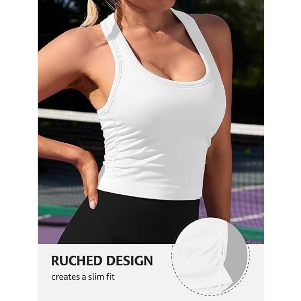 CHARMLEAKS Ostrihané cvičebné topy pre ženy Nohavé tielka s úzkym bokom všité do podprsenky Athletic Yoga Gym Top