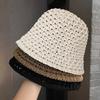 Summer Sunscreen Fisherman's Hat Children's Literary and Artistic Hollow Sunshade Student Bucket Hat Knitted Solid Color Basin Hat