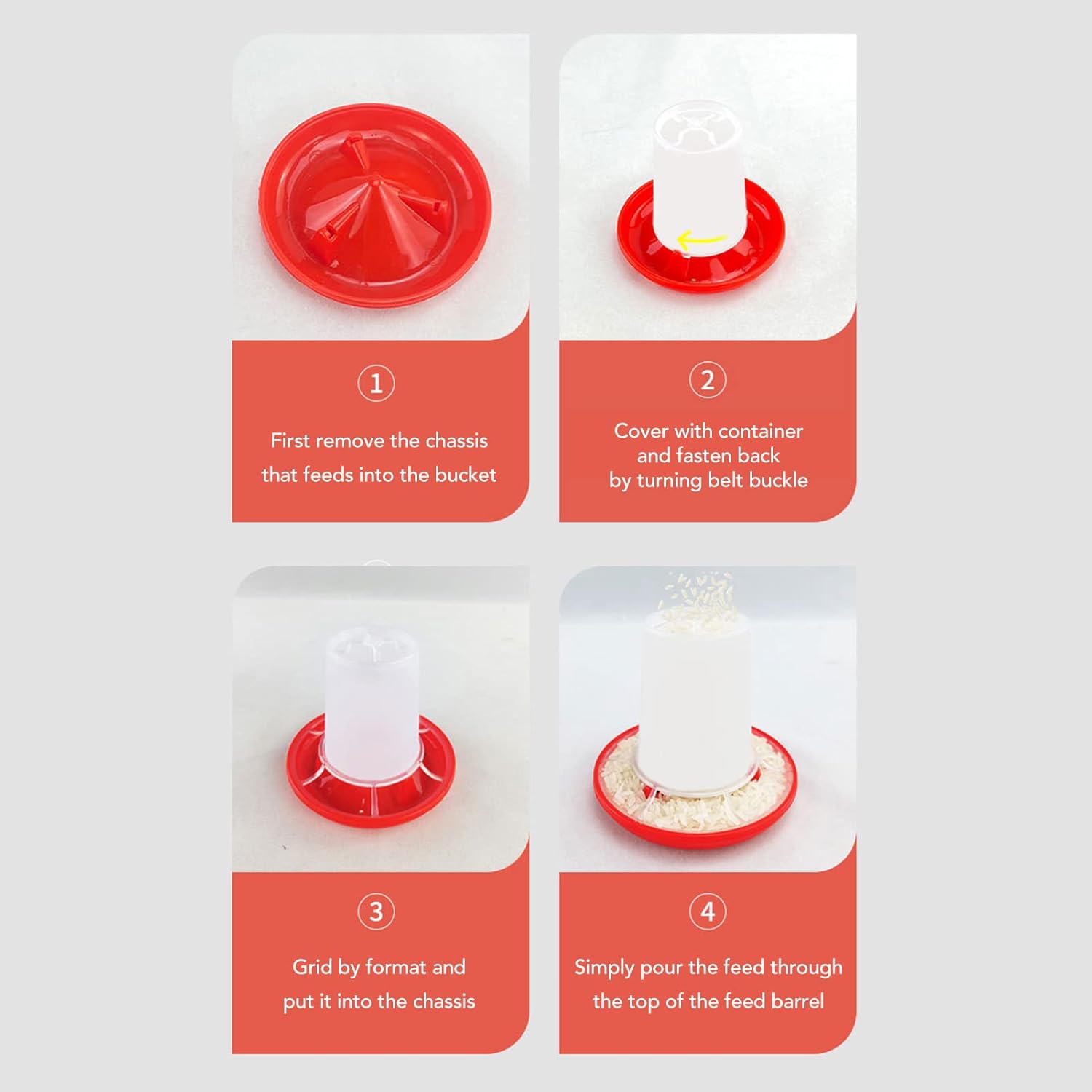 Horoper 2pcs Chick Feeder Quail Feeder and Waterer Kit Automatic Poultry Water Feeder Rotarys Sleeve Design Watering Poultry Feeder and Waterer Combo