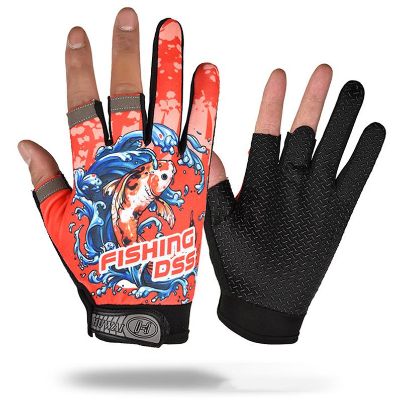 Fishing Gloves Breathable Three Fingers Elastic Summer Sunscreen Fishing Apparel Sports Anti-Slip Cycling Gloves