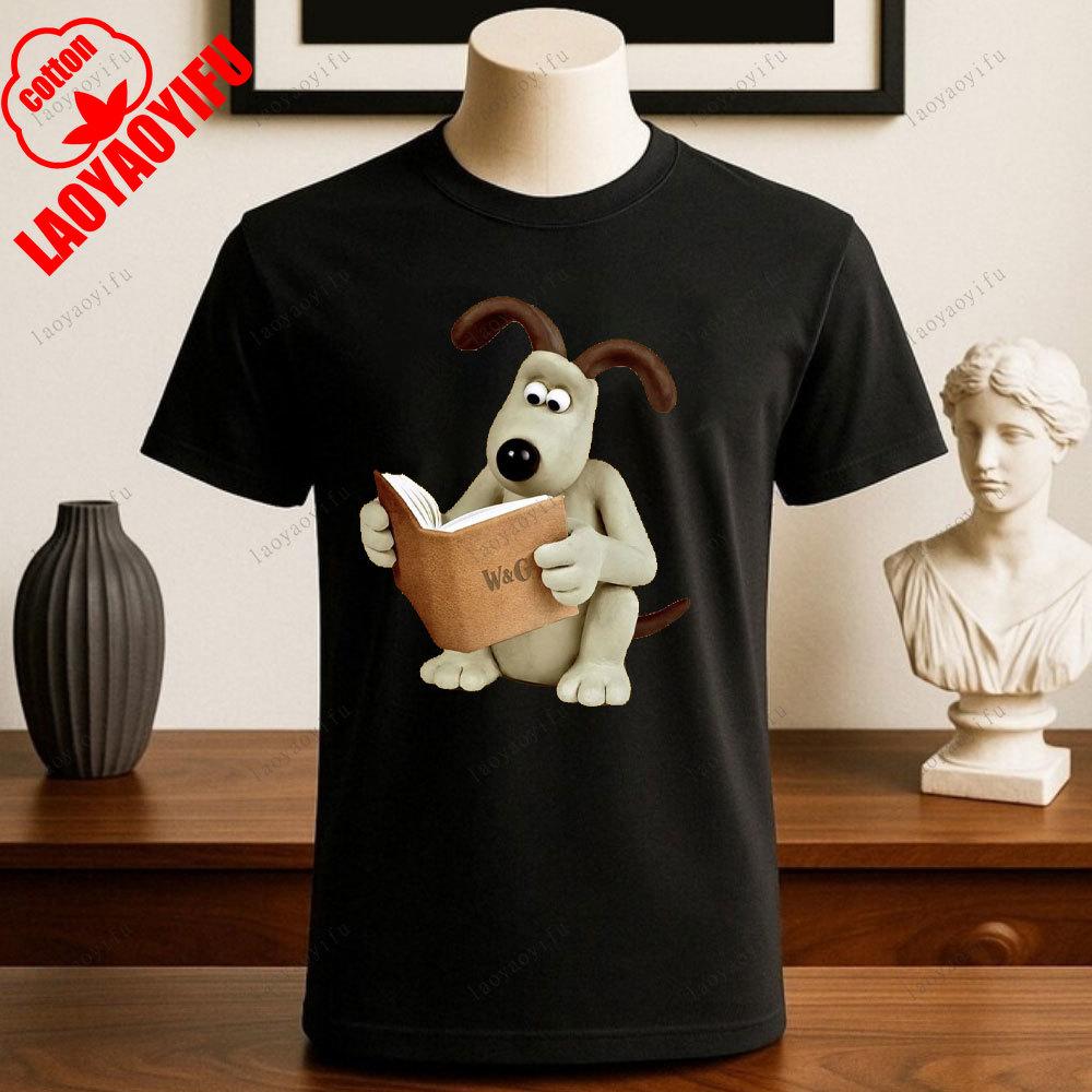 Wallace i Gromit Drukowane T-shirty Bluzki Kreskówka i Anime Drukowany T-shirt Lato Bawełna Casual Oddychające Camisetas T-shirty
