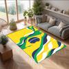 Brazil National Football Team Printed Flannel Area Rug Non Slip Soft Polyester Floor Carpet Indoor Decor Mat for Bedroom Living Room Sofa