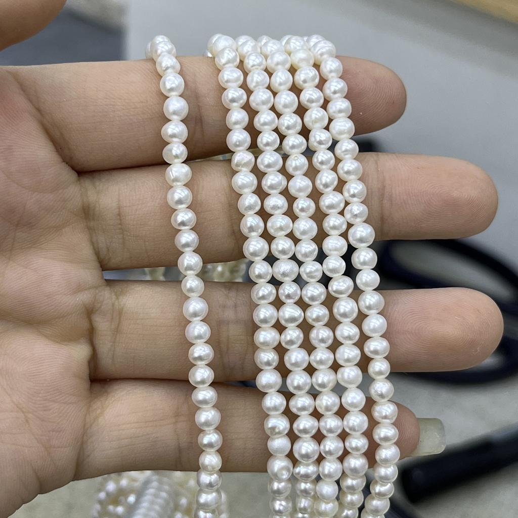 1String, White Natural Freshwater Pearls Beads for Jewelry Making DIY Crafts (Beads 3-4mm, Length 36cm)