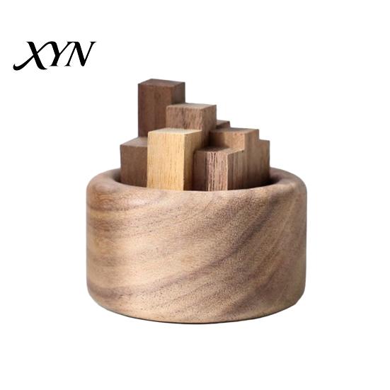 Safe Fireless Fragrance Diffuser Wooden Essential Oil Diffuser, Beech Wood Aromatherapy Micro-landscape Small Round for Home Offices Cars Yoga