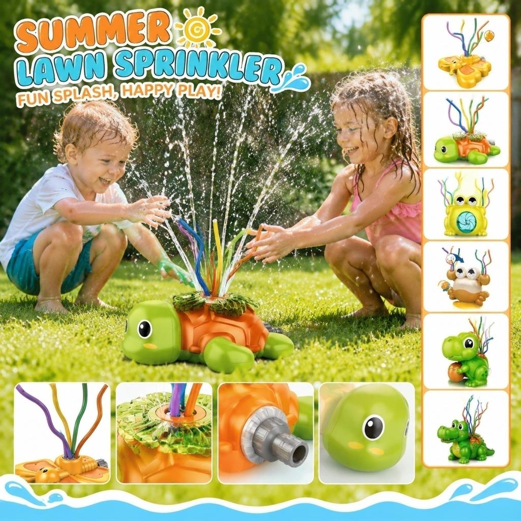 Outdoor Kids Garden Sprinkler Toy Cartoon Animal Design Interactive Water Spraying Lawn Toy for Children Summer Backyard Play Equipment