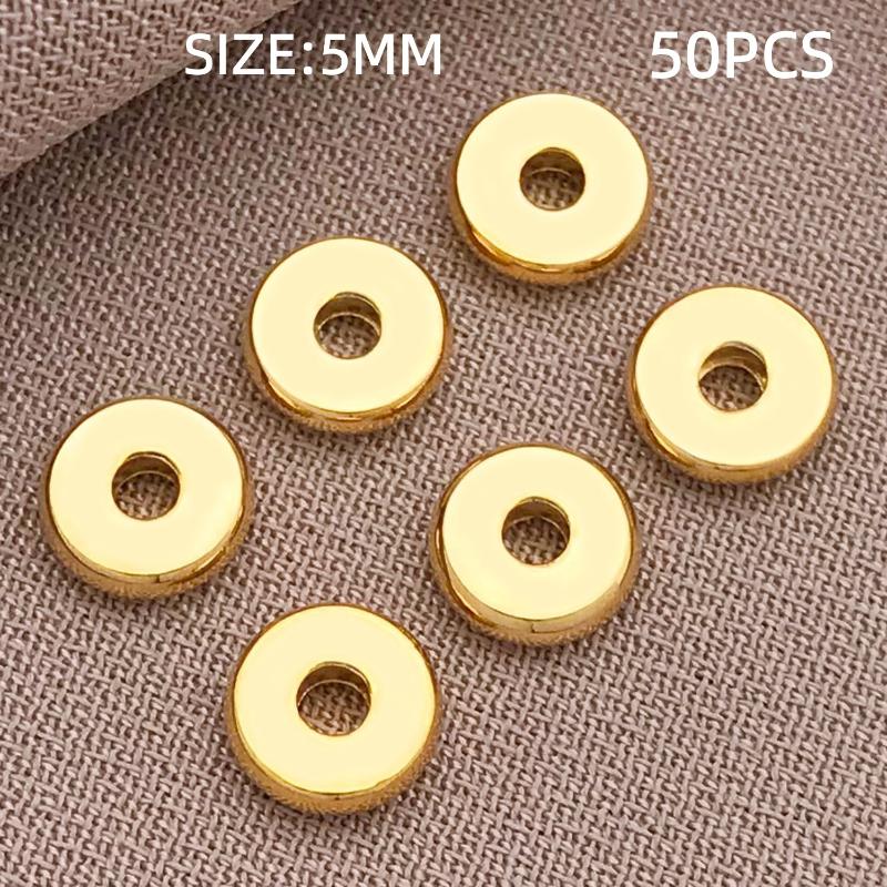 10-100Pcs Stainless Steel Gold Spacer Beads For Bracelet Jewelry Making Diy Flat Round Loose Beads Handmade Jewelry Supplies Cra