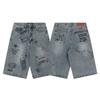 Denim Shorts Summer Retro Graffiti Cropped Jeans Men's Street Trend High Waist Wide Leg Shorts for Men and Women
