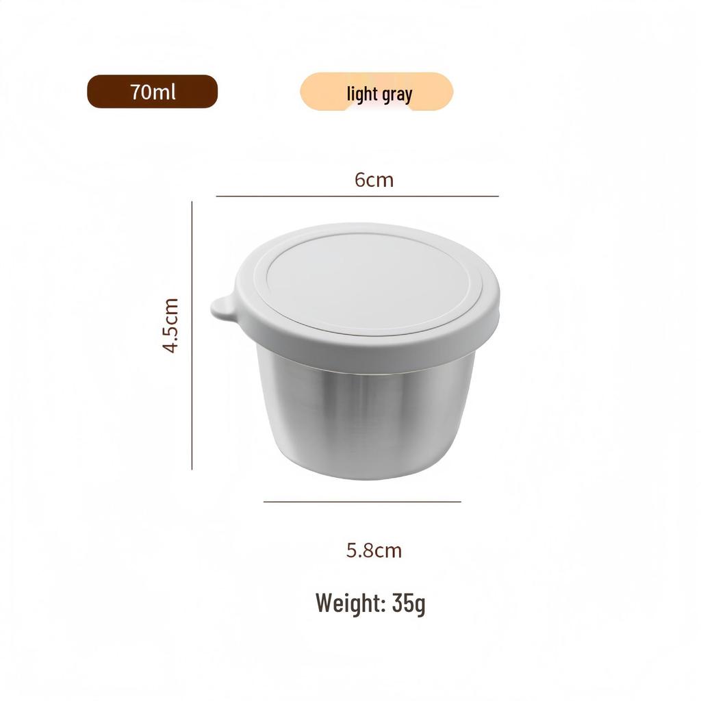 Reusable Sauce Cup with Macaron Lid - 304 Stainless Steel, 40/50/70ML, Portable Dipping or Seasoning Dish.